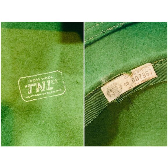 Vintage 1960s Green Hat Tall Mod Wool Bowler Hat main image 5